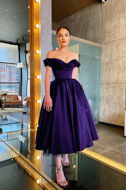 Off-the-Shoulder Little Black Prom Dress