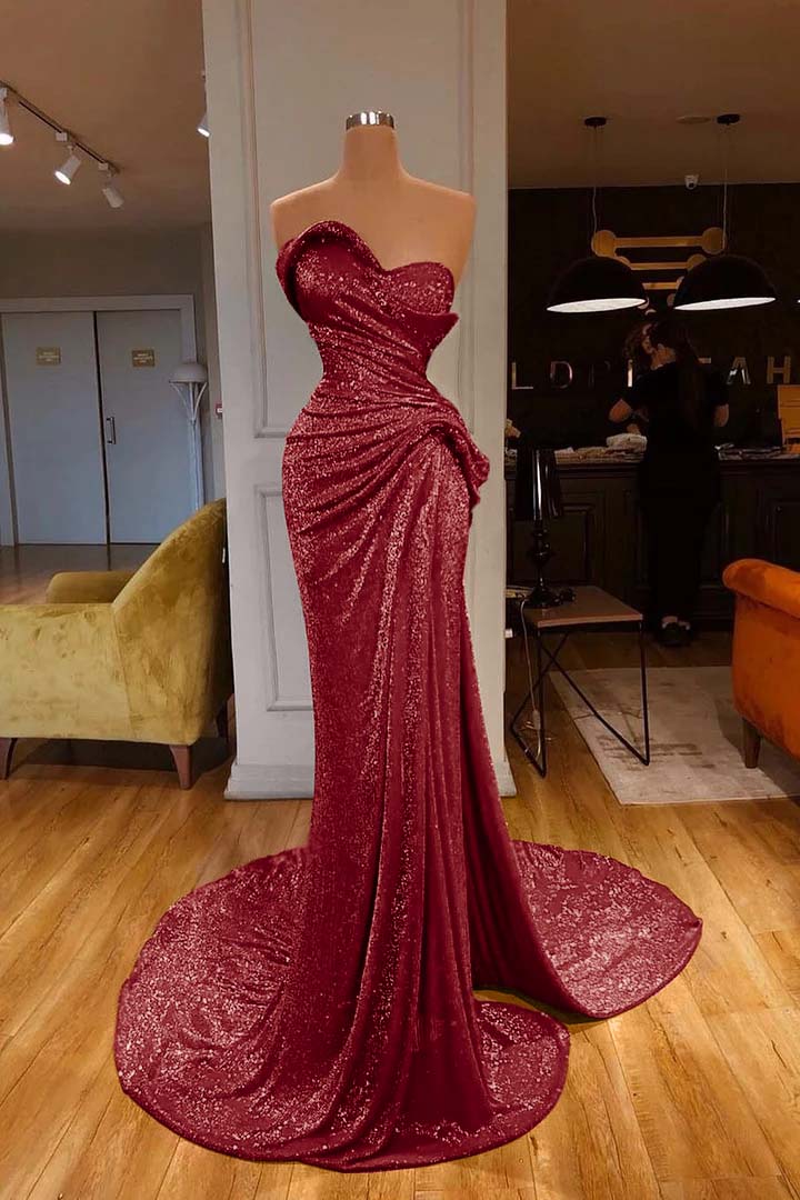 Sweetheart Mermaid Prom Dress Red With Sequins