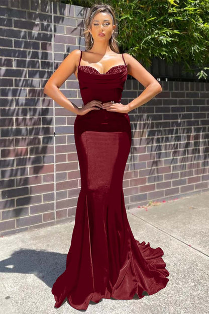 Long Spaghetti-Straps Mermaid Prom Dress