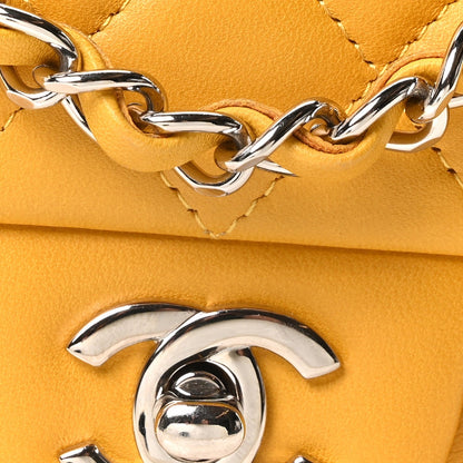 Lambskin Quilted Mini Rectangular Flap Yellow