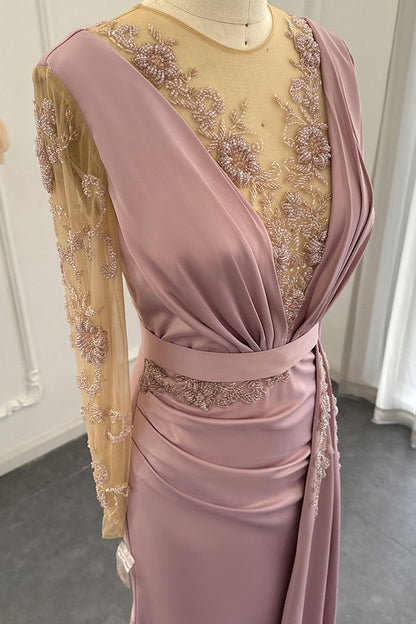 Amazing V Neck Mermaid Evening Dress Long Sleeves With Appliques