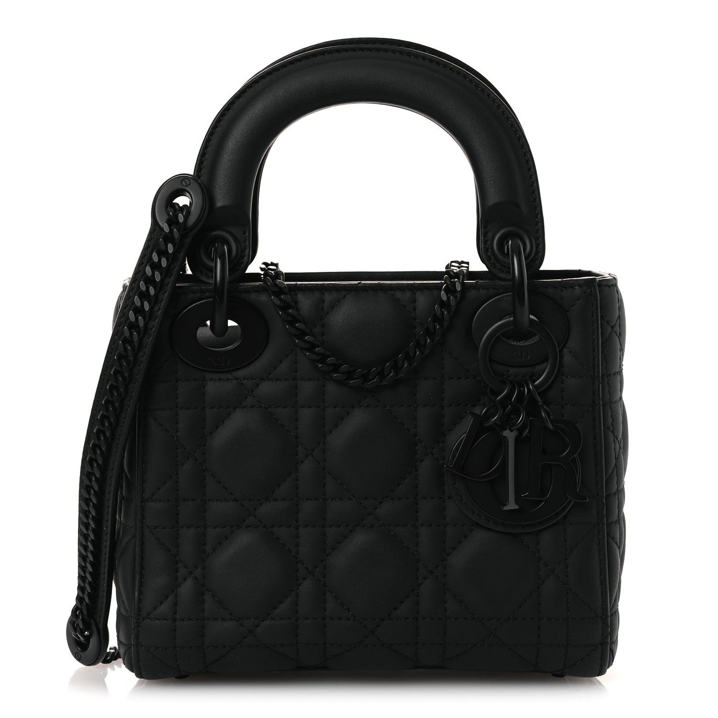 Ultra Matte Calfskin Cannage Mini Lady Dior Black