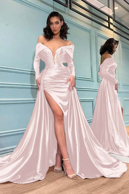 Long Sleeves Burgundy Evening Dress Mermaid