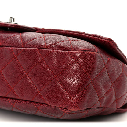 Iridescent Caviar Quilted Large Chic Flap Red