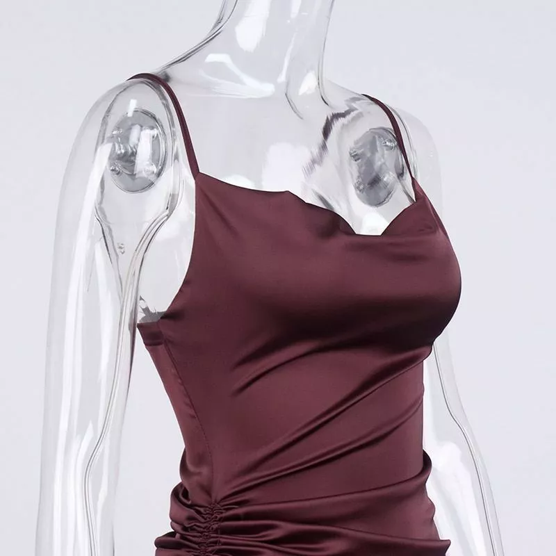 New Satin Green Prom Dress Spaghetti Strap Party Evening Dress  SH1401