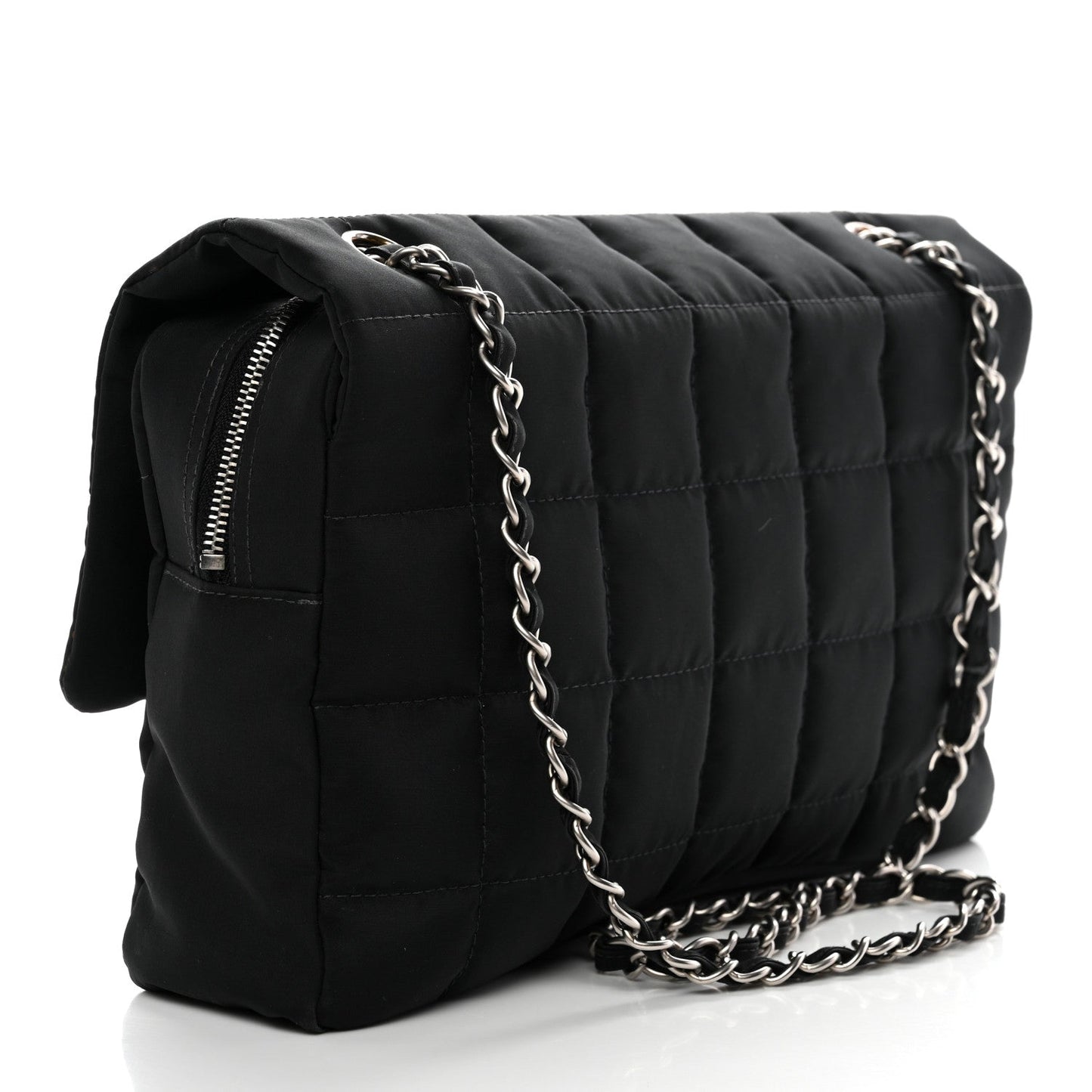 Nylon Square Quilted Flap Black