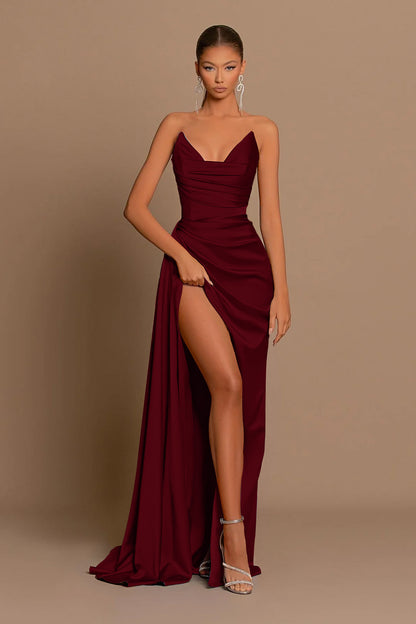 Amazing Blue Mermaid Strapless Prom Dress Unique Style For Party
