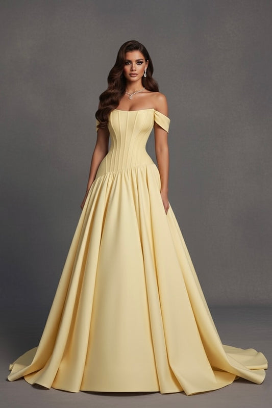 Stunning Sleeveless Strapless Off Shoulders A Line Prom Dress