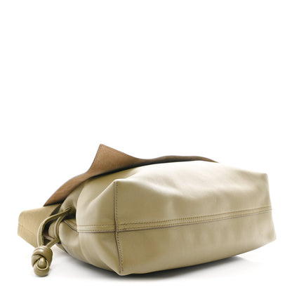 Shiny Supple Calfskin Flamenco Satchel Olive