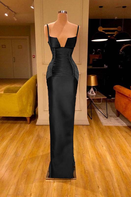 Burgundy V-Neck Spaghetti-Straps Mermaid Prom Dress