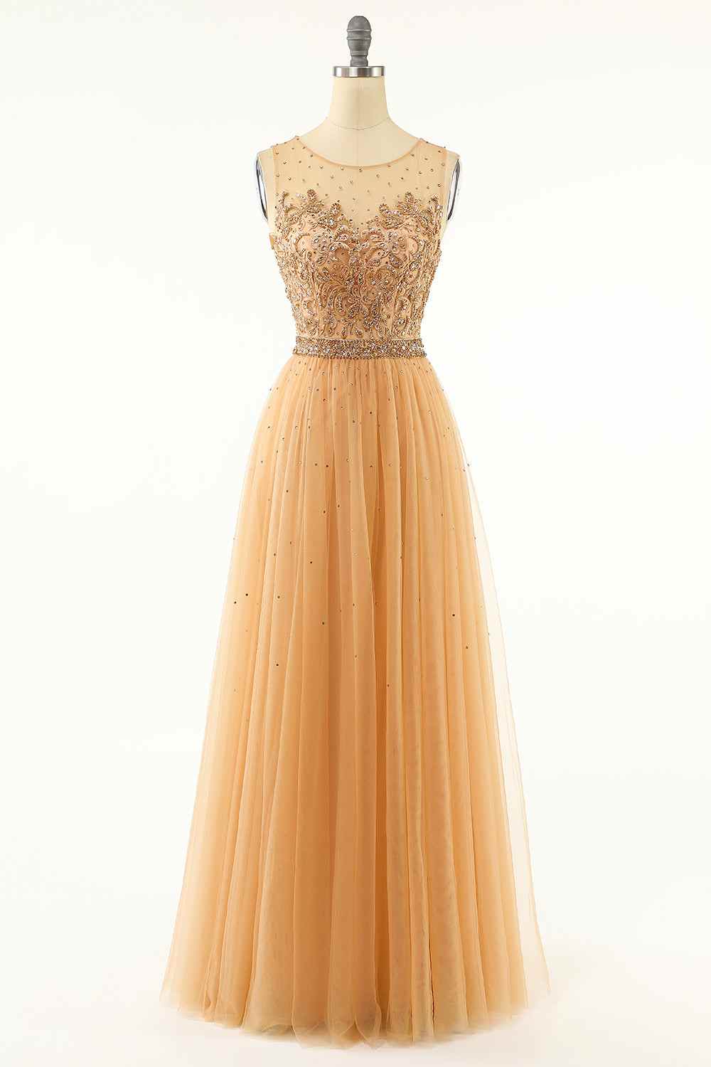 Round Sleeveless Empire A-Line Appliques Prom Party Dress