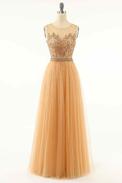 Round Sleeveless Empire A-Line Appliques Prom Party Dress
