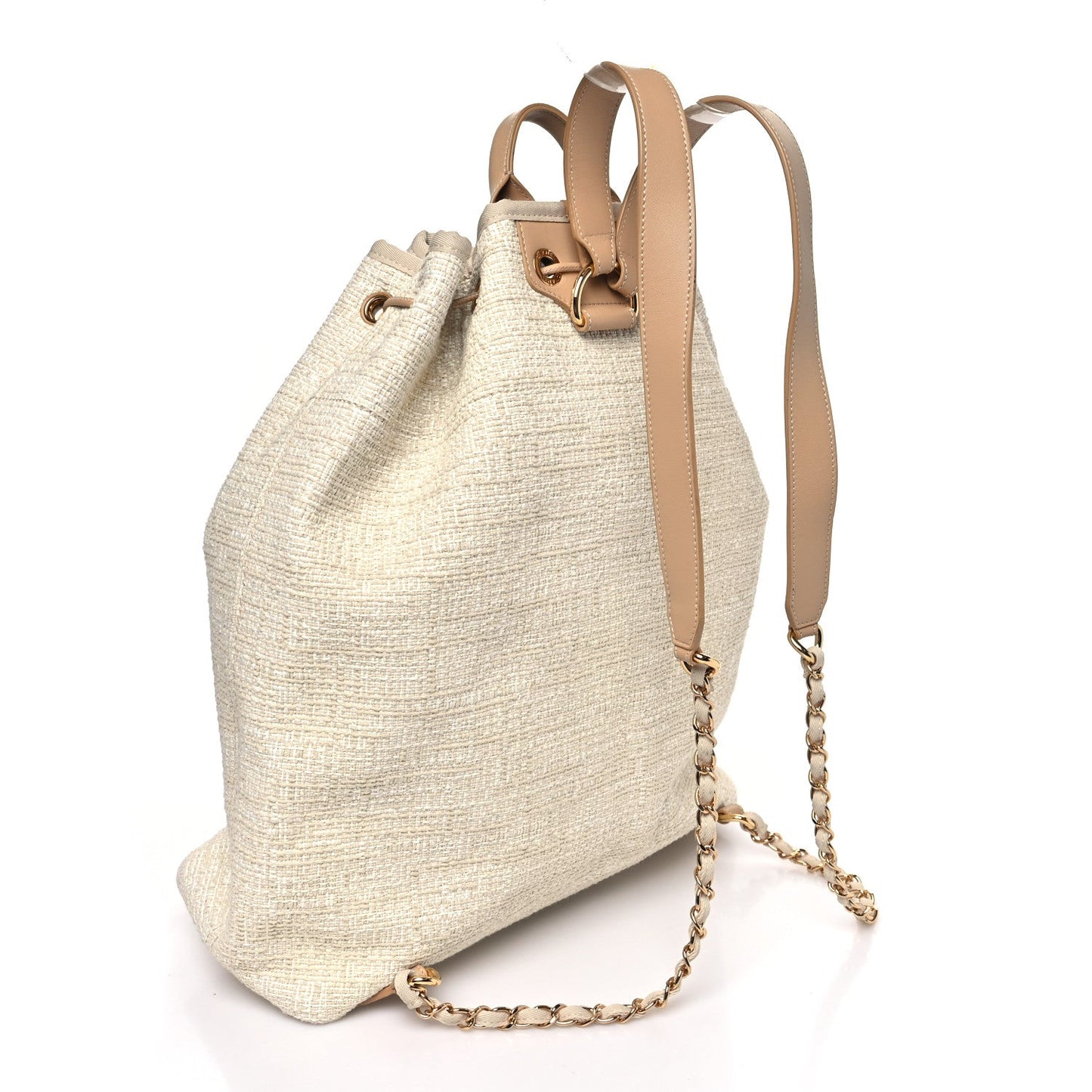 Lurex Boucle Large Deauville Backpack Beige