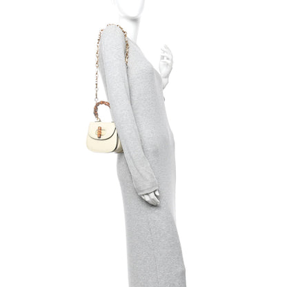 Patent Crystal Mini Bamboo 1947 Top Handle Chain Bag White