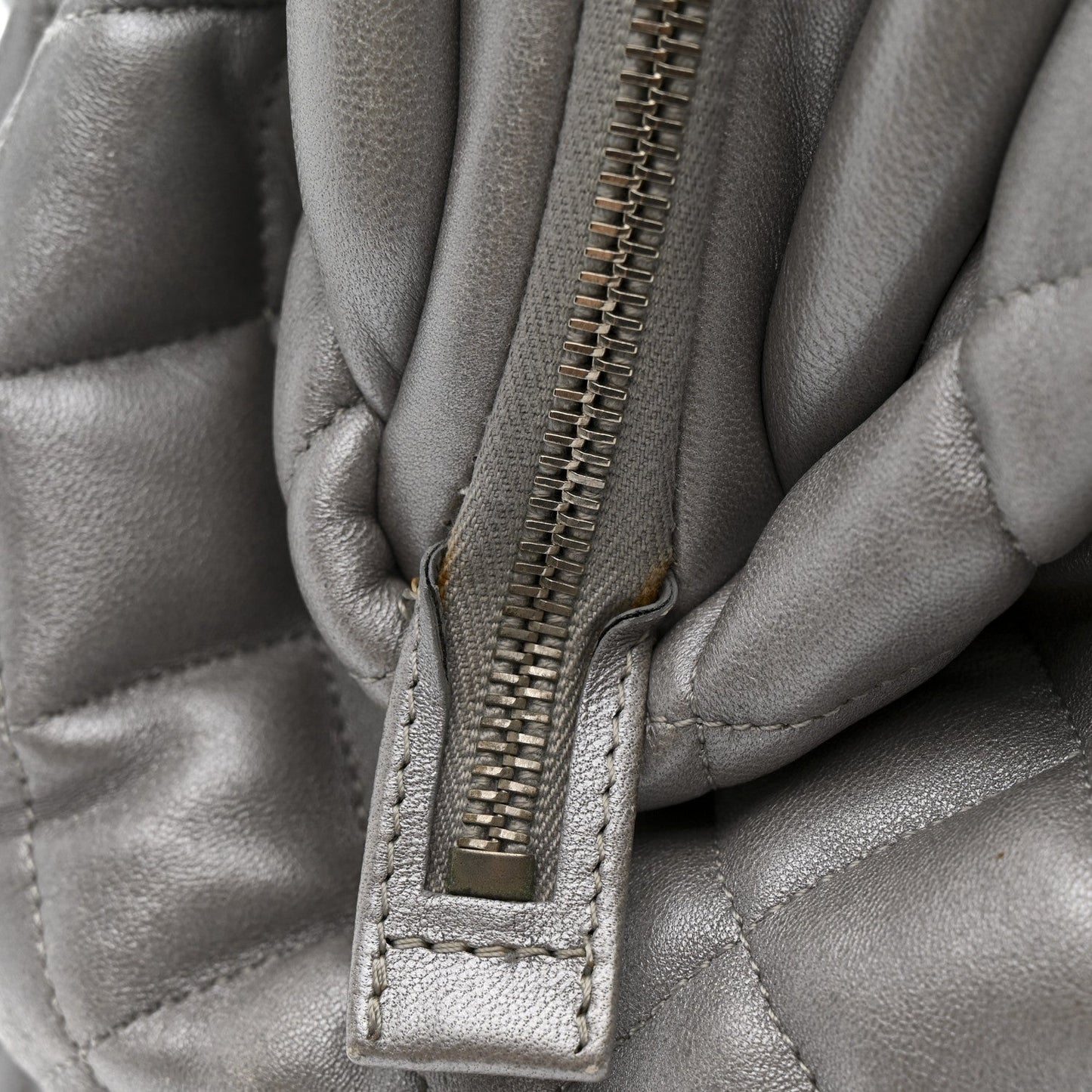Metallic Lambskin Quilted Coco Cocoon Bowler Silver