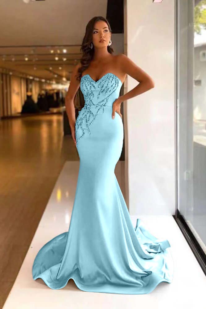 Pretty Long Prom Dress Mermaid Sweetheart With Beads
