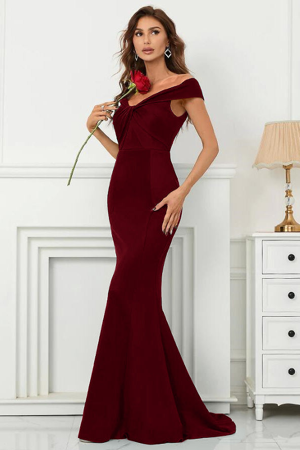 Dark Green Off-The-Shoulder Mermaid Sweetheart Evening Dress On Sale