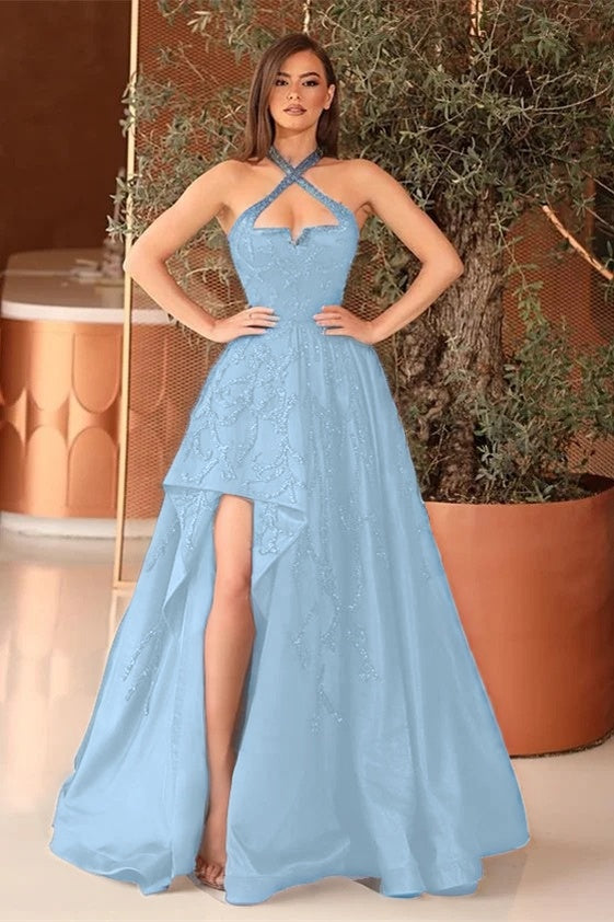 Black A Line Prom Dress With Appliques For Party
