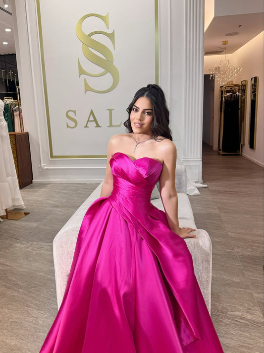 Sleeveless Strapless Sweetheart A Line Long Prom Dress With Pleated