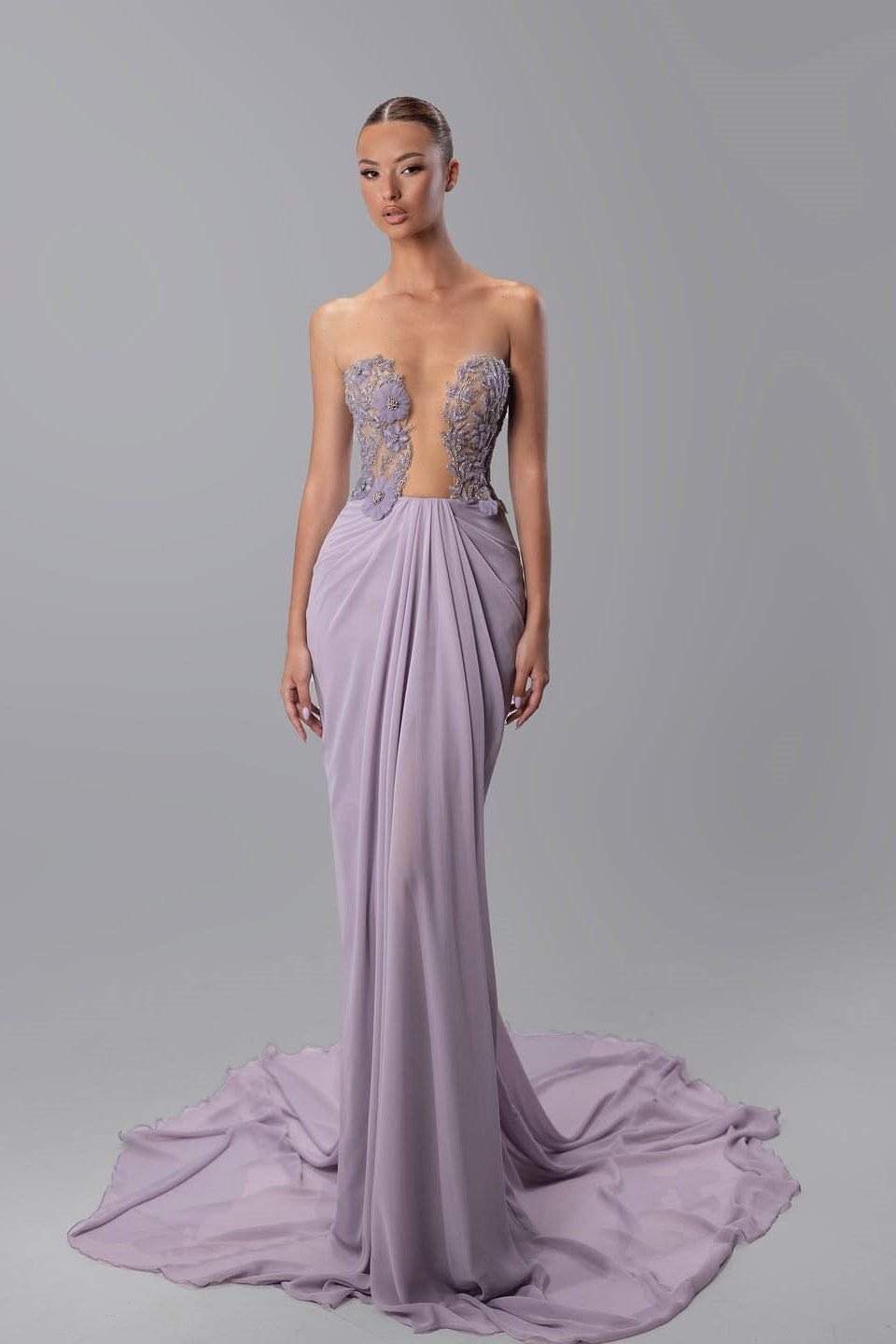 Sexy Sleeveless Deep V-Neck Embroidery Mermaid Prom Dress