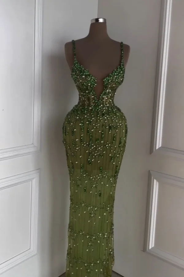 Luxurious Beaded Green Sweetheart Prom Dress