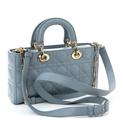 Lambskin Cannage Medium Lady D-Joy Light Blue