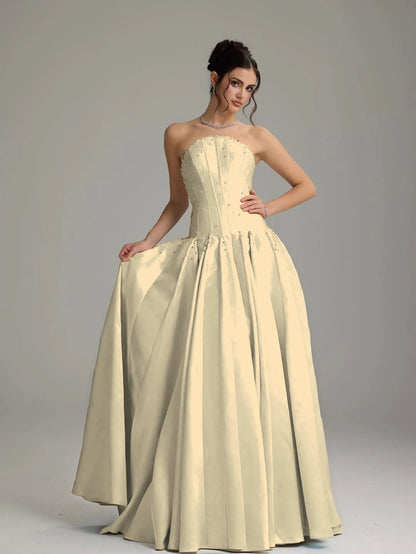 Graceful Sky Blue Straight Across Sleeveless Beaded Pleated Evening Dress