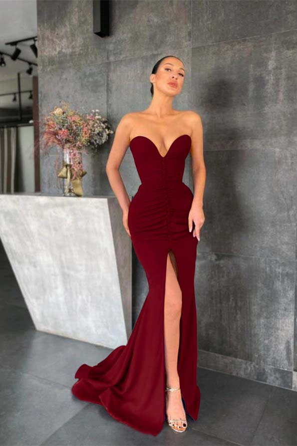 Purple Sweetheart Sleeveless Prom Dress Mermaid With Slit
