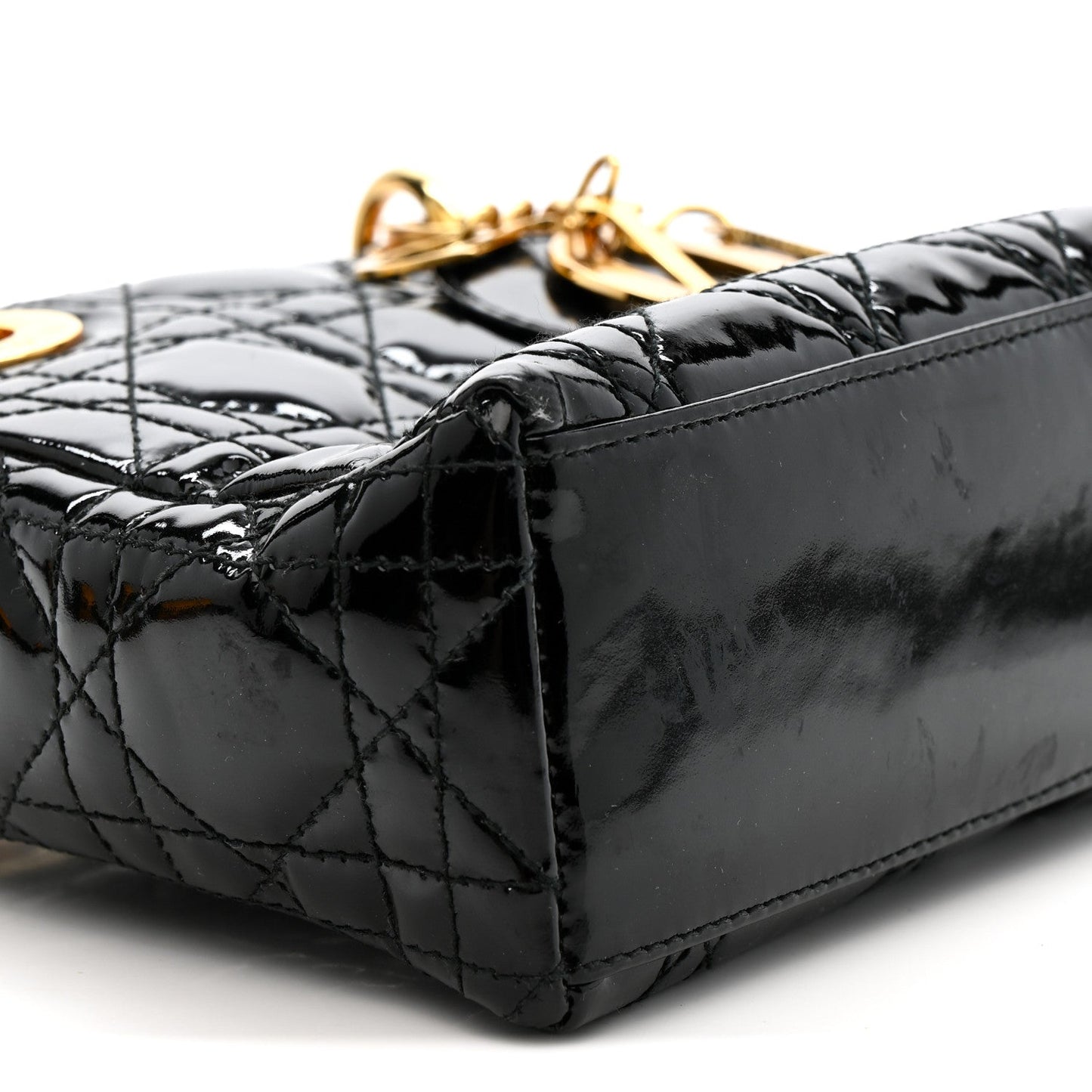 Patent Cannage Mini Lady Dior Black