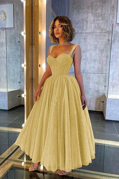 Glittering Straps Sweetheart Prom Dress