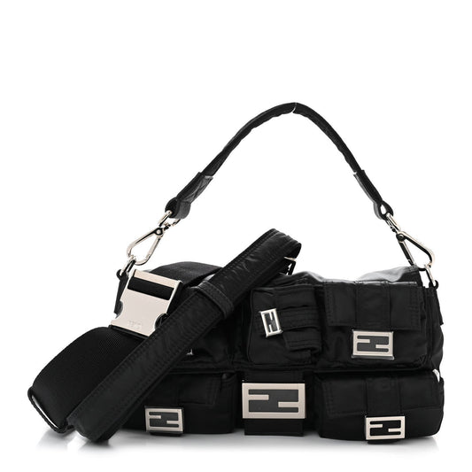 Econyl Cuoio Romano Multipocket Baguette Black