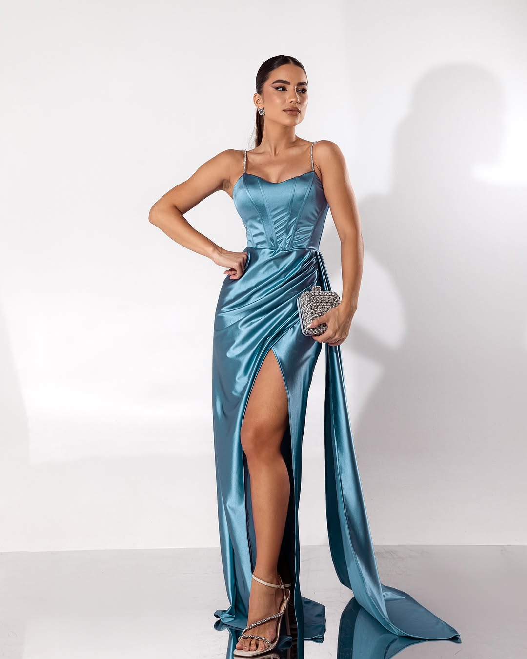 Sleeveless Spaghetti Strap Sweetheart Long Prom Dress