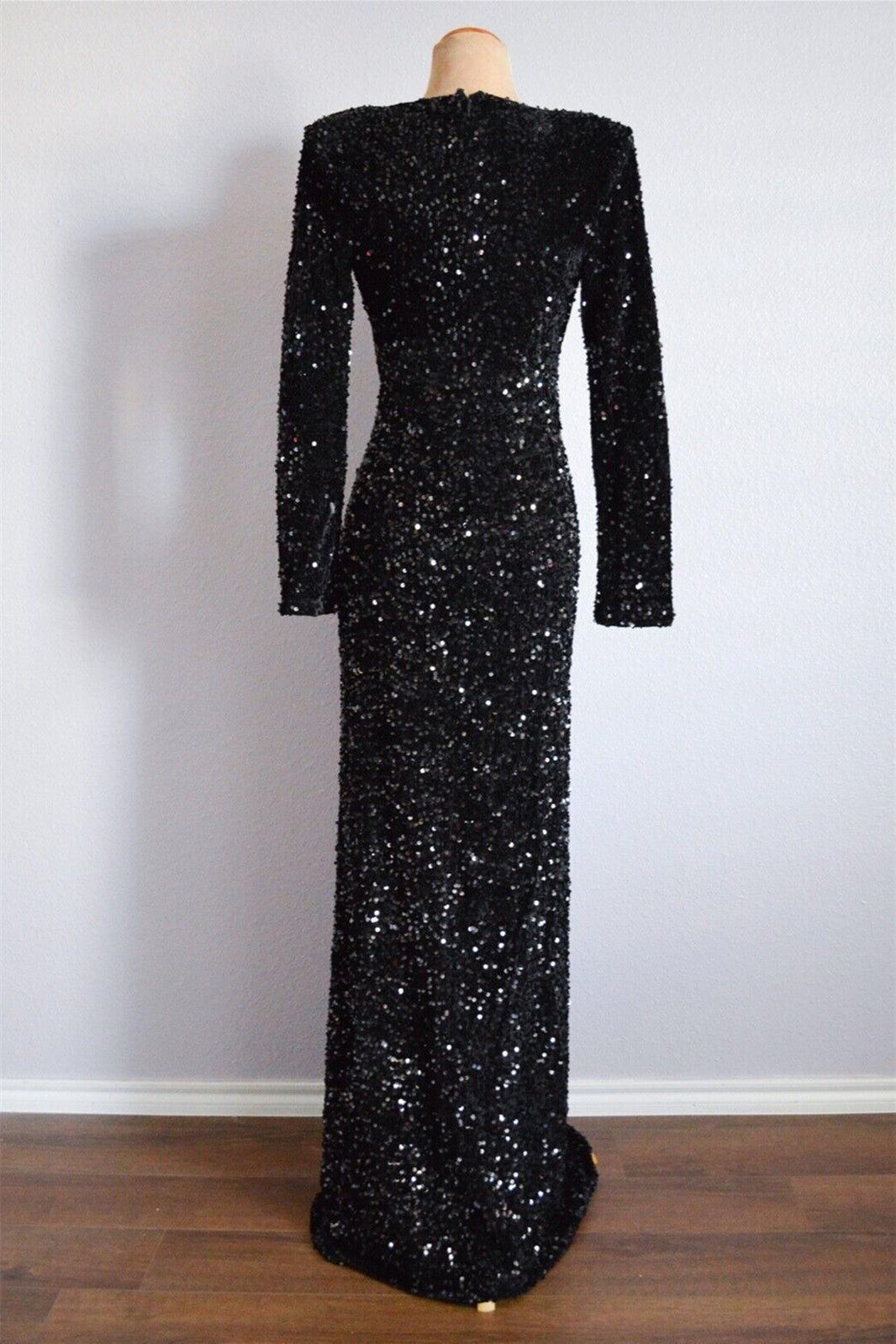 Long Sleeves Empire V-Neck Fully Sequin Party Prom Dress