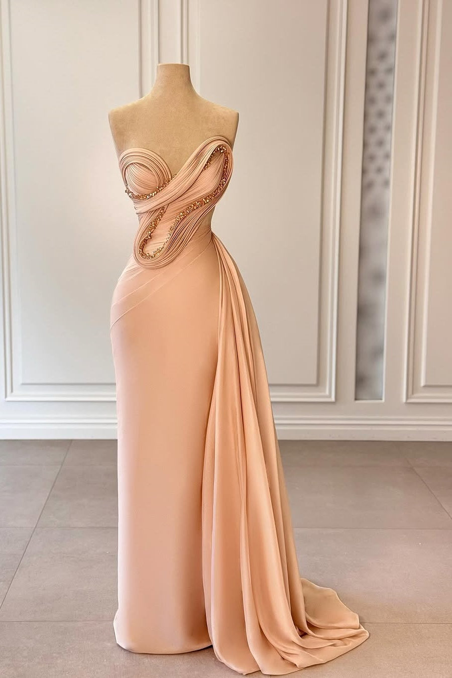 Sleeveless Strapless Asymmetric Mermaid Prom Dress With Sequins