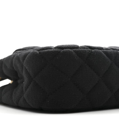 Jersey Quilted Small Wavy CC Hobo Black