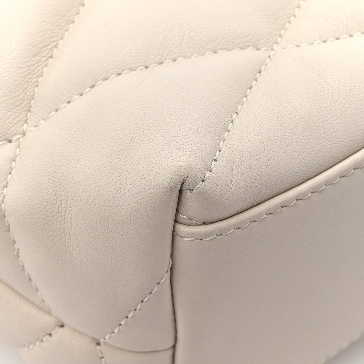 Lambskin Quilted Sade Puffer Envelope Clutch Crema Soft