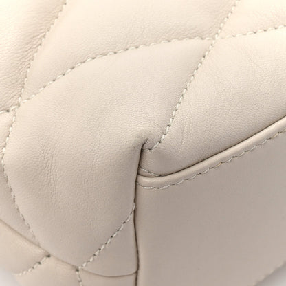 Lambskin Quilted Sade Puffer Envelope Clutch Crema Soft