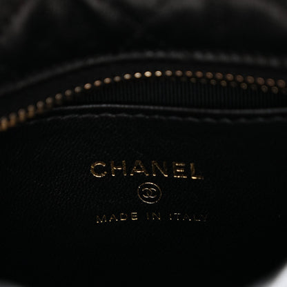 Lambskin Quilted Chain Around Pouch Black