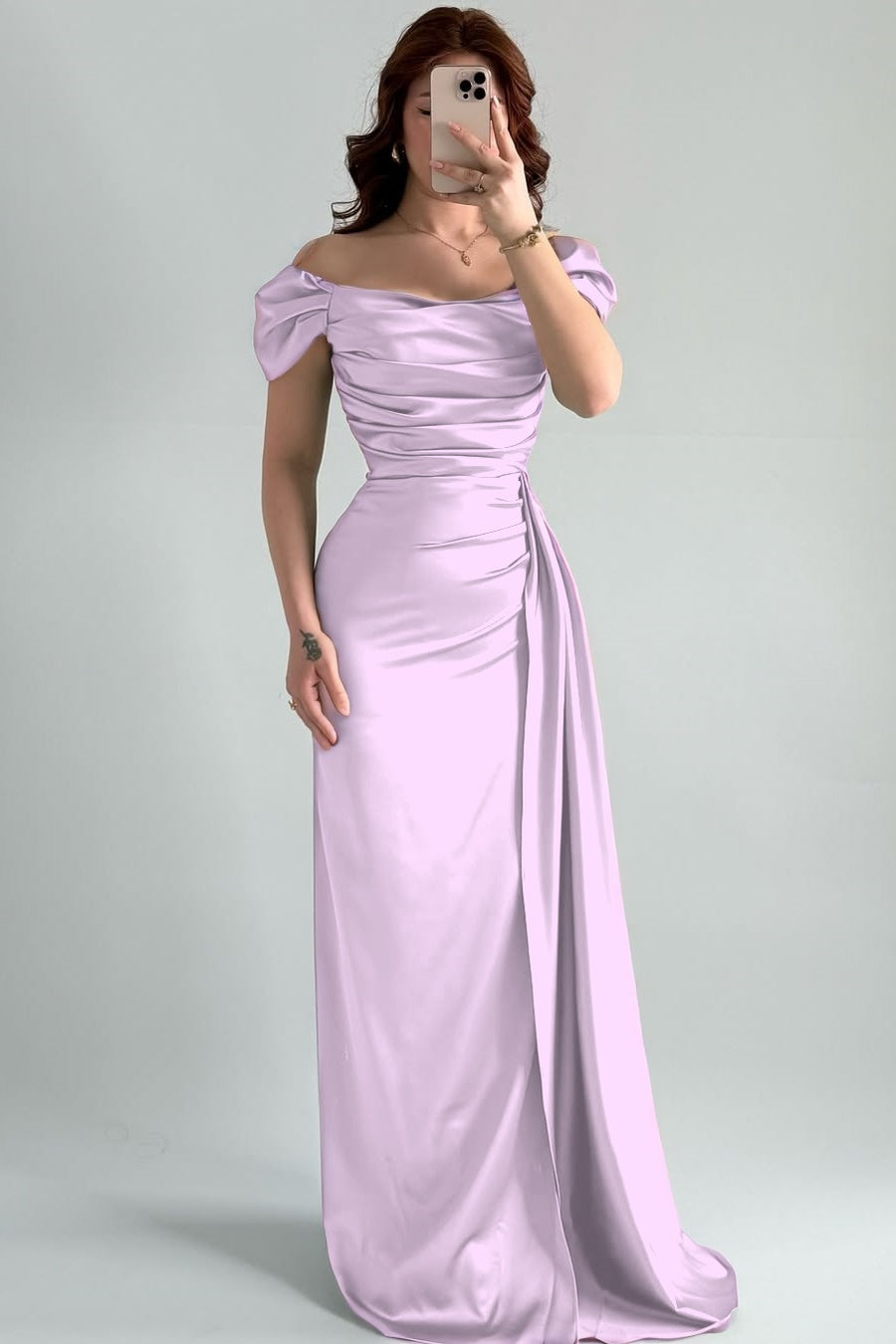 Sleeveless Strapless Off-Shoulders Pleated Prom Dress With Split
