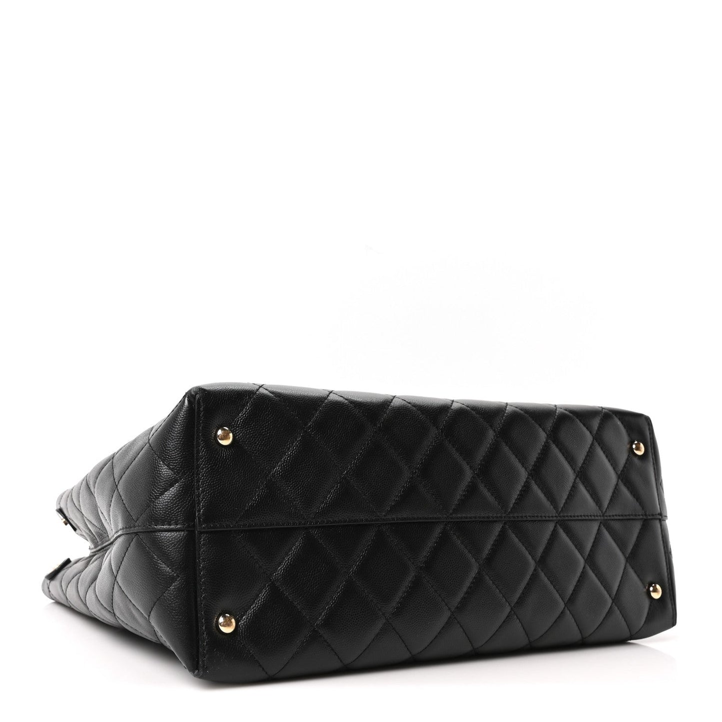 Caviar Quilted Small Shopping Tote Black
