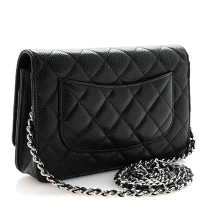Caviar Quilted Wallet on Chain WOC Black