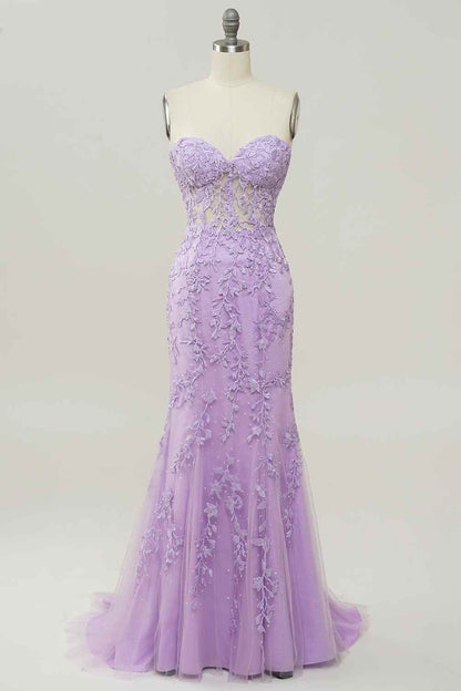 Mermaid Sweetheart Strapless Lace Party Prom Dress