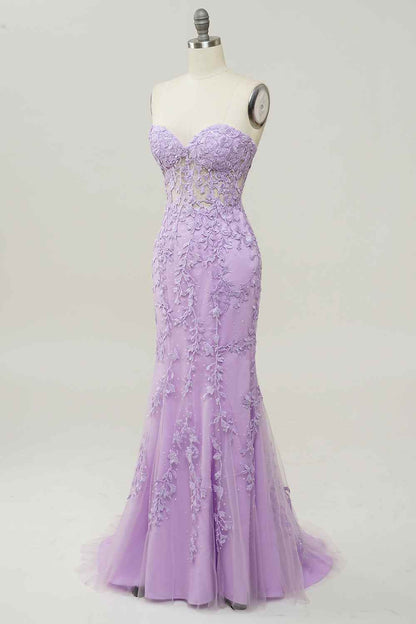 Mermaid Sweetheart Strapless Lace Party Prom Dress
