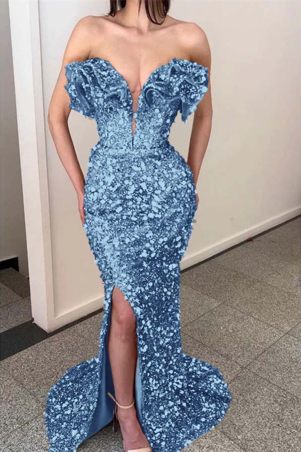 Gold Sequins Mermaid Evening Dress Sleeveless