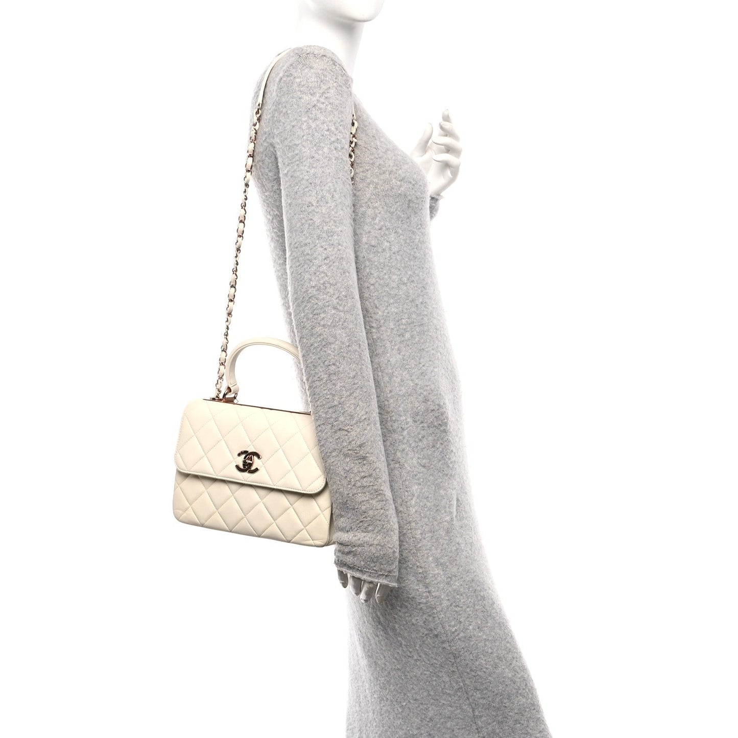 Lambskin Quilted Small Trendy CC Dual Handle Flap Bag White