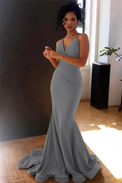 Spaghetti-Straps Mermaid Long Evening Gown