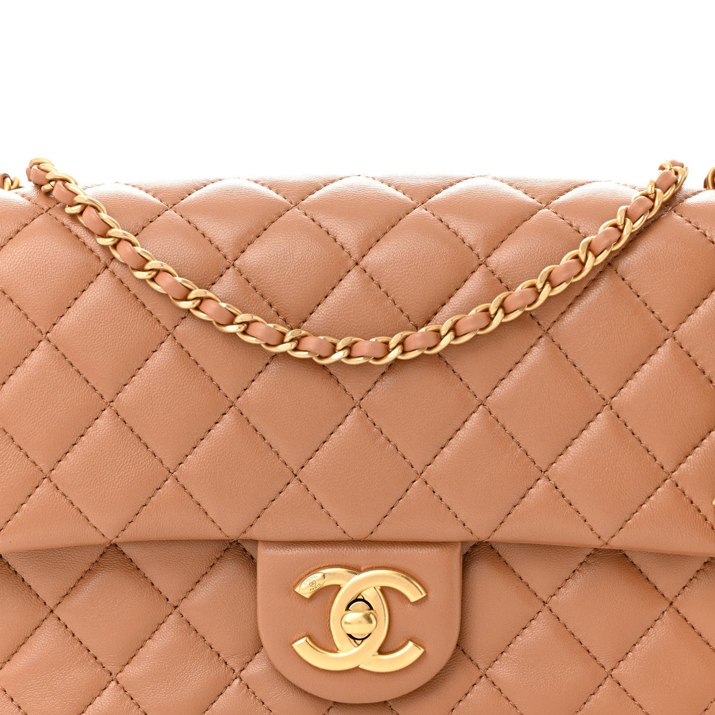 Lambskin Quilted Small CC Crush Flap Brown