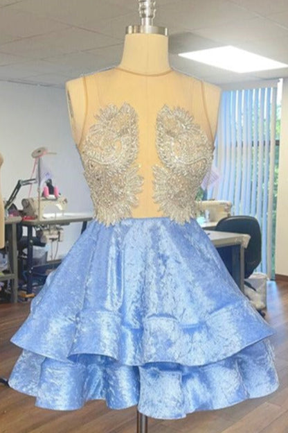 Baby Blue with rhinestone Homecoming Dress