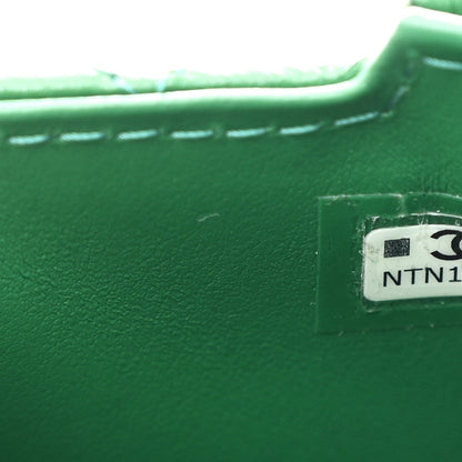 Shiny Aged Calfskin Quilted Mini Nano Kelly Shopper Green