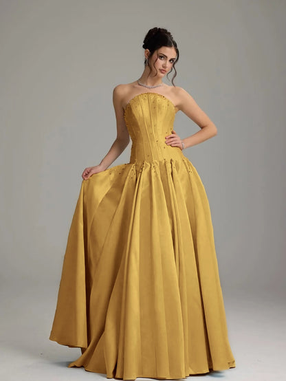 Graceful Sky Blue Straight Across Sleeveless Beaded Pleated Evening Dress
